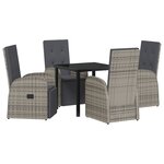 vidaXL Ensemble de salle à manger de jardin 5 pièces avec coussins gris poly rattan