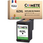 62XL - 1 cartouche d'encre compatible pour HP 62 XL - sans niveau d'encre - Noir - COMETE