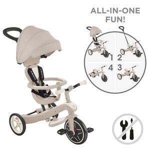 Globber 637-566 - Tricycle EXPLORER 4EN1 Évolutif ECO - Beige