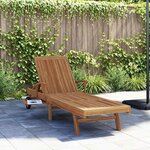 vidaXL Chaise longue Marron 195 x 59 x 78 5 cm Bois de teck massif