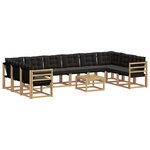 vidaXL Ensemble de canapés d'extérieur 11 Pièces Blanc et noir