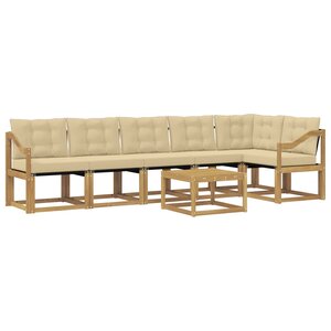 vidaXL Ensemble de canapés d'extérieur 7 pc Blanc et Beige