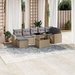 vidaXL Salon de jardin avec coussins 8 Pièces beige résine tressée
