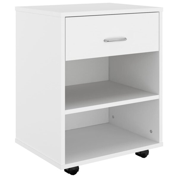 vidaXL Armoire à roulettes Blanc 46x36x59 cm Bois d'ingénierie