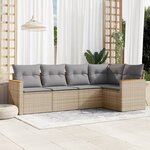 vidaXL Salon de jardin avec coussins 5Pièces mélange beige résine tressée