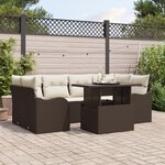 Ensemble de Canapés de Jardin 7 pièces vidaXL avec Coussins Marron Rattan Poly