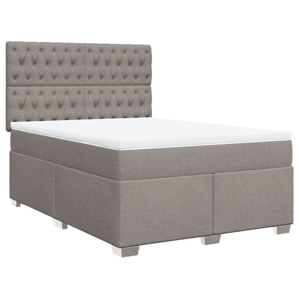vidaXL Sommier à lattes de lit avec matelas Taupe 140x190 cm Tissu
