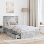 vidaXL Lit de Rangement Gris béton 90 x 200 cm Bois d'ingénierie
