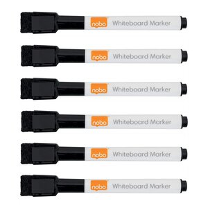 Lot de 6 marqueurs Tableau effaçable Aimanté Noir NOBO