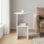 vidaXL Table d'appoint Blanc brillant Ø 39 5 x 55 cm Bois d'ingénierie