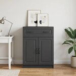 vidaXL Buffet avec tiroir Noir 66 x 34 5 x 87 cm Bois d'ingénierie