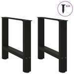 vidaXL Pieds de table basse Noir 2 pièces 50 x (42-43) cm Acier