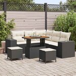 vidaXL Ensemble de canapé de jardin 8 Pièces Noir polyrotin