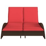 vidaXL Chaise longue avec coussins Marron 114 x 205 x 73 cm Résine tressée