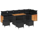 vidaXL Ensemble de canapé de jardin avec coussin 12 Pièces Noir polyrotin