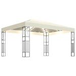 vidaXL Tonnelle avec guirlande lumineuse à LED 3x4 m Crème Tissu