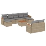 vidaXL Salon de jardin avec coussins 10 Pièces beige résine tressée
