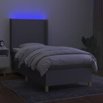 vidaXL Sommier à lattes de lit matelas LED Gris clair 90x200cm Tissu