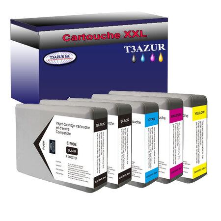 5 Cartouches Compatibles pour Epson T7911 / T7912 / T7913 / T7914  - T3AZUR