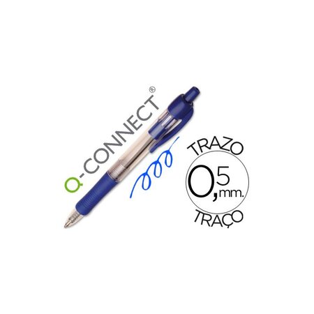 Stylo-bille rétractable écriture  0.7mm encre classique clip grip préhension encre bleu Q-CONNECT