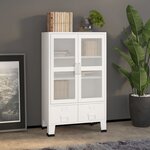 vidaXL Coffre de rangement industriel Blanc 70x40x115 cm Métal