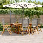 vidaXL Ensemble à manger de jardin 7 Pièces gris rotin et bois massif