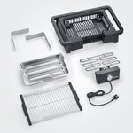 SEVERIN PG8123 Barbecue de table Style Evo 2500W - 0° a 350°C en 10 min - Bac a eau réducteur de fumée et d'odeurs - Pare-vent -Noir