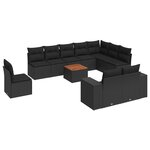 vidaXL Salon de jardin 11 Pièces avec coussins noir résine tressée