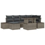 vidaXL Ensemble de canapé de jardin 7 pièces avec coussins gris en polyrotin