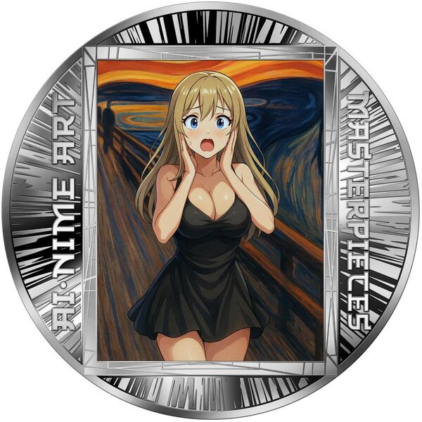 Pièce de monnaie en Argent 500 Francs g 15.57 (1/2 oz) Millésime 2025 AI-nime Art Masterpieces SCREAM