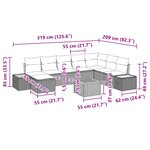 vidaXL Ensemble de canapé de jardin avec coussin 9 Pièces Noir polyrotin