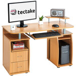 Tectake Bureau informatique 115 x 55 x 87 cm - marron hêtre
