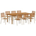 vidaXL Ensemble de salle à manger jardin 9 Pièces Beige 200 x 100 x 74 cm