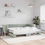 vidaXL Lit de jour avec lit gigogne gris clair 80x200 cm velours