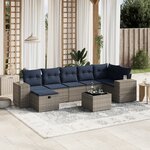 vidaXL Salon de jardin 8 Pièces avec coussins gris résine tressée