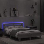 vidaXL Cadre de lit avec LED sans matelas sonoma gris 135x190 cm