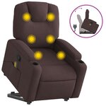 vidaXL Fauteuil inclinable de massage Marron foncé Tissu