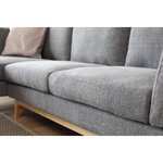 Norden gris clair : Canapé scandinave 3 places avec méridienne à gauche et pieds bois