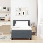 vidaXL Lit à ressorts avec matelas Gris foncé 190 x 90 cm Polyester