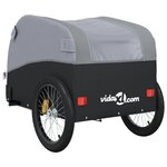 vidaXL Remorque de vélo noir et gris 30 kg fer