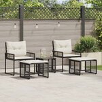 vidaXL Ensemble de meubles d'extérieur 5 Pièces Noir et Blanc