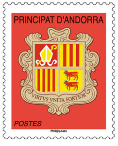 Timbre - Andorre - Blason Rouge TVP - Lettre prioritaire