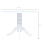 vidaXL Table à manger Blanc 106 cm Bois d'hévéa massif