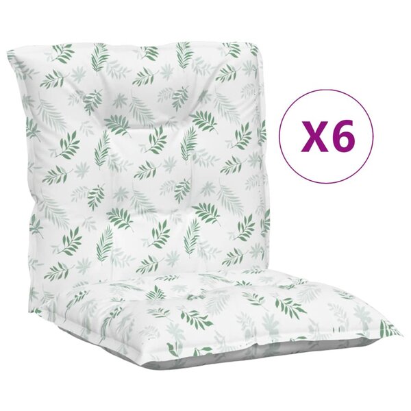 vidaXL Coussins de chaise à dossier bas lot de 6 modèle de feuille