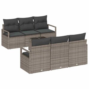 vidaXL Ensemble de canapé de jardin avec coussin 7 Pièces Gris