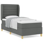 Lit Box Spring vidaXL avec matelas gris foncé 100x200 cm en tissu