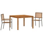 Ensemble de salle à manger de jardin 3 pièces vidaXL Gris poly rattan acacia