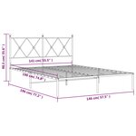 vidaXL Cadre de lit métal avec tête de lit noir 140x190 cm