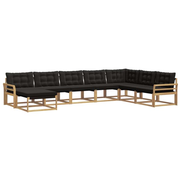 vidaXL Ensemble de canapés d'extérieur 8 Pièces Blanc et noir