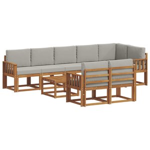 vidaXL Ensemble de canapés d'extérieur 9 Pièces Gris Naturel et Clair